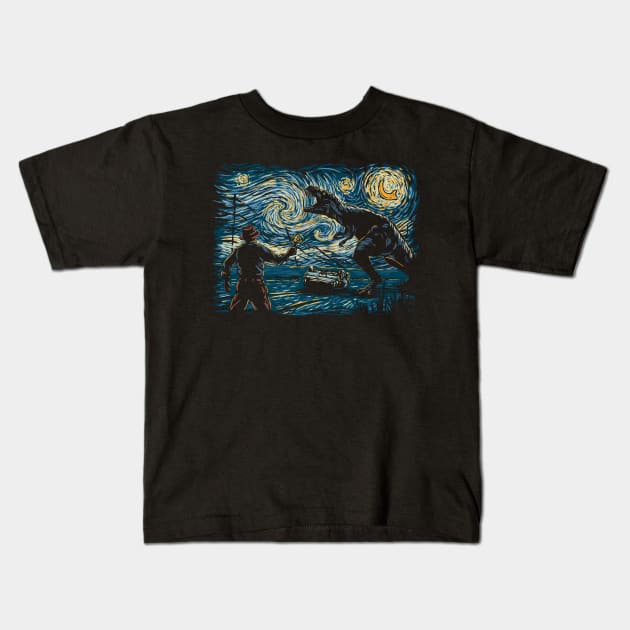 Jurassic Night Kids T-Shirt by hootbrush